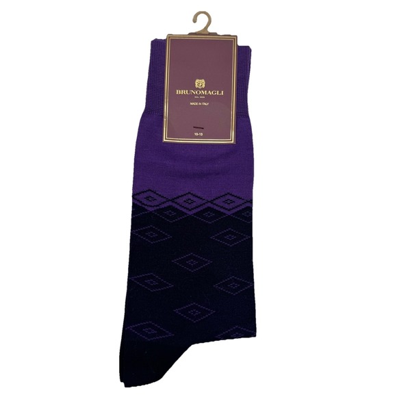 Black Other - Brunomagli Men's Dress Socks | Made in Italy | Purple Black | Size 10–13 | New
